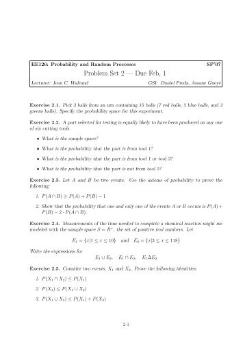 Problem Set 2 â Due Feb, 1