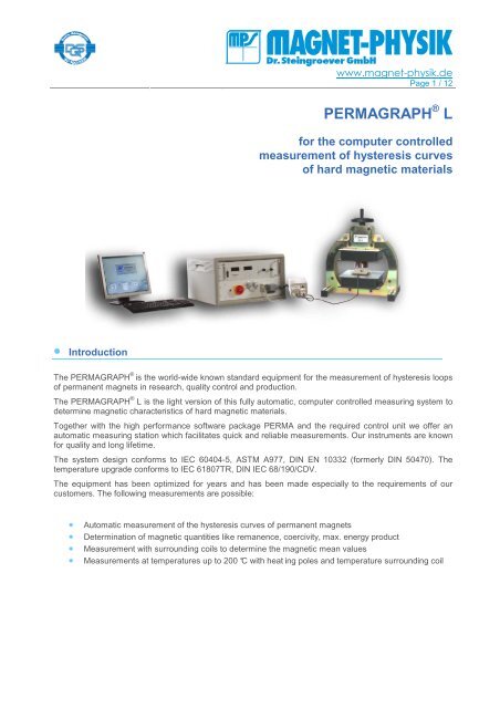 Permagraph L e 2094 - MAGNET-PHYSIK Dr. Steingroever GmbH