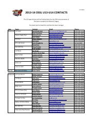 2013-14 OSSL U13-U14 CONTACTS