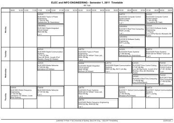 ELEC and INFO ENGINEERING - Semester 1, 2011 Timetable