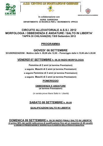 circuito allevatoriale assi 2012 morfologia / obbedienza e andature ...