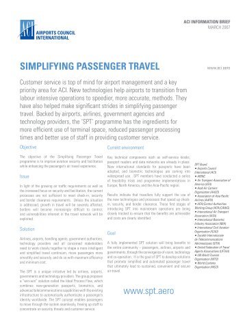 Simplifying Passenger Travel (SPT) - Airports Council International