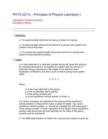 Oscillatory Motion Lab