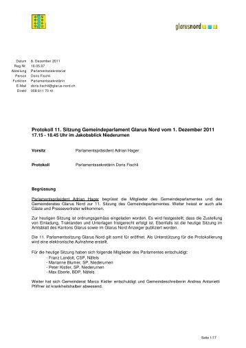 Protokoll der Sitzung vom 01. Dezember 2011 [PDF - Gemeinde ...