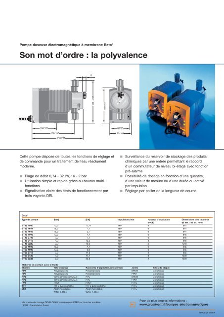 Brochure - Un dosage sûr, exact et économique – avec ProMinent