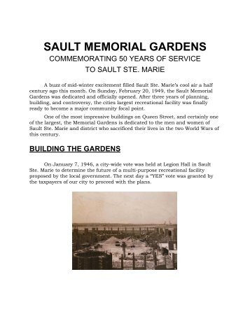 SAULT MEMORIAL GARDENS - City of Sault Ste Marie