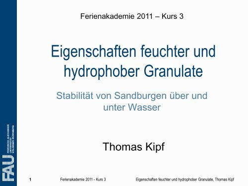 Eigenschaften feuchter und hydrophober Granulate