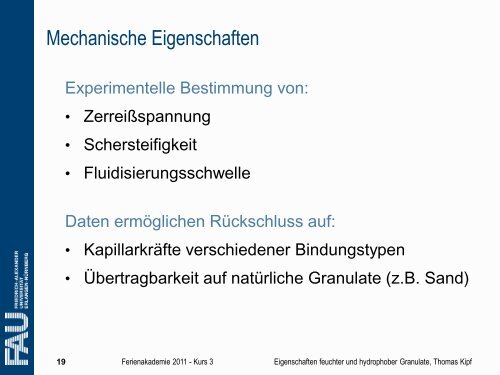 Eigenschaften feuchter und hydrophober Granulate