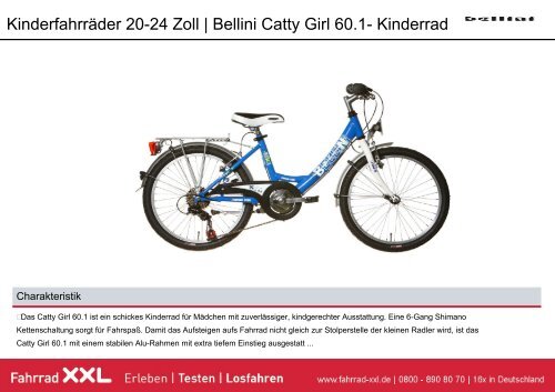 Kinderfahrräder 20-24 Zoll | Bellini Catty Girl 60.1- Kinderrad