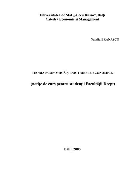BRANASCO Teoria economica - Universitatea de Stat âAlecu Russoâ