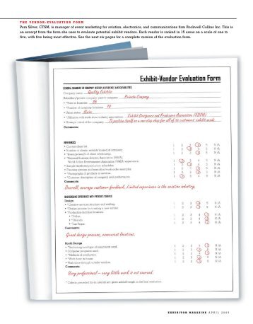 The Vendor-Evaluation Form - Exhibitor Magazine