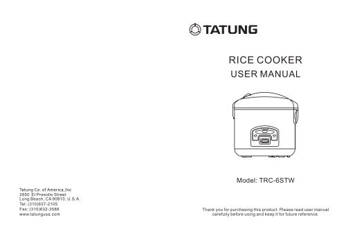 Tatung Rice Cooker Instructions - Rice Cooker Instructions