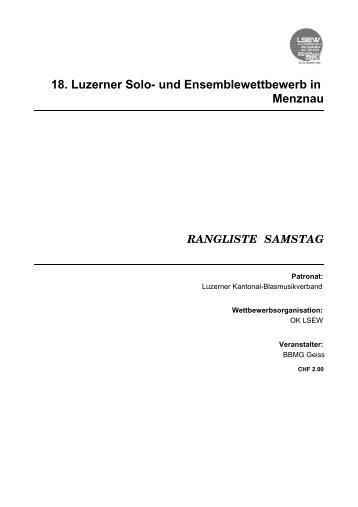 18. Luzerner Solo- und Ensemblewettbewerb in Menznau - LSEW