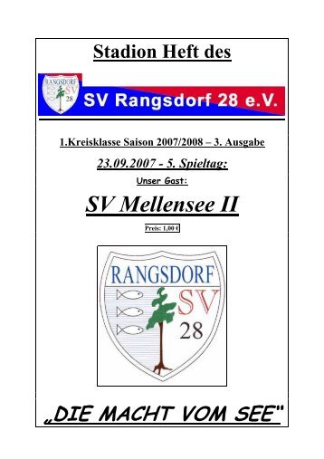 Stadion Heft des 1.Kreisklasse Saison 2007/2008 - SV Rangsdorf 28