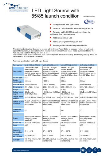 specification - ALS LED Light Source - AMS Technologies