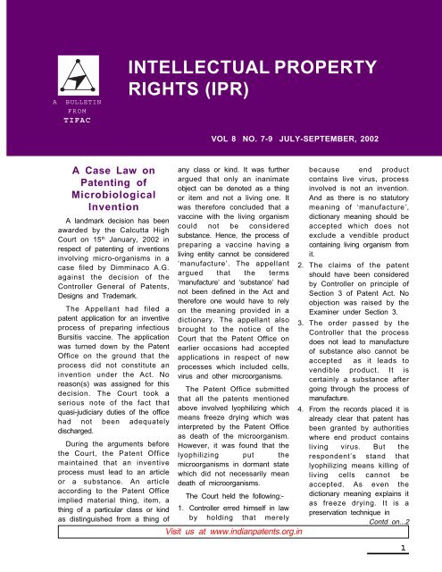 intellectual property rights (ipr) - Patent Facilitating Centre