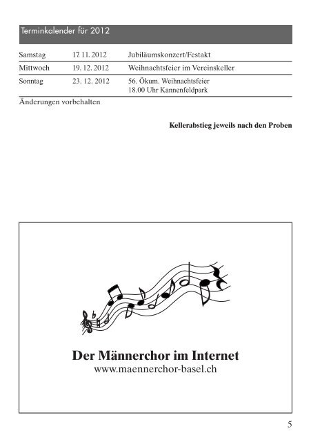 Ausgabe 3/2012 - MÃ¤nnerchor St. Johann Basel