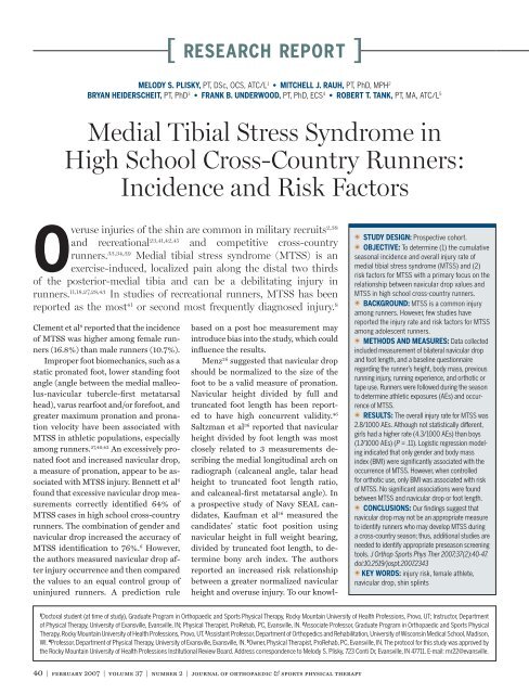 Medial Tibial Stress Syndrome in High School Cross-Country Runners