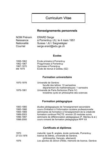 Curriculum Vitae - Université de Genève