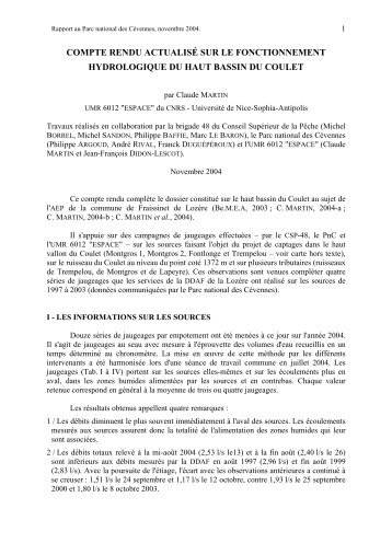Rapport Coulet 2004.pdf - Parc National des Cévennes