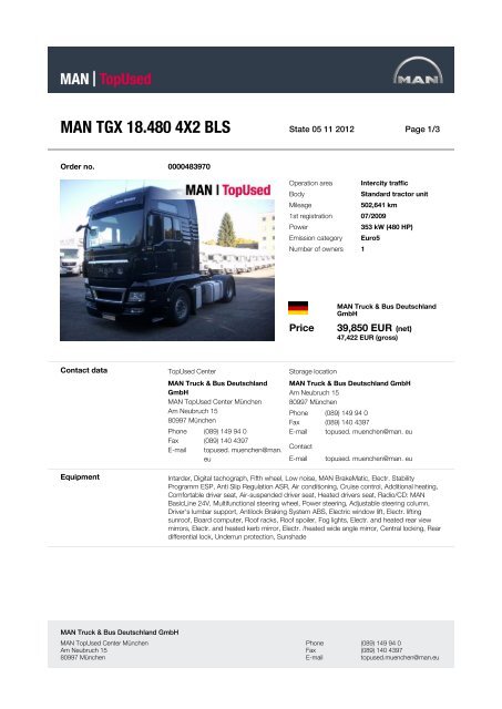 MAN TGX 18.480 4X2 BLS - MAN TopUsed