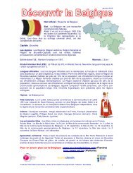 1 Pour en savoir plus sur la Belgique : www.tourismebelgique.com ...