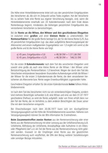 Renten an Hinterbliebene - Erziehungsrente [pdf] - Wert