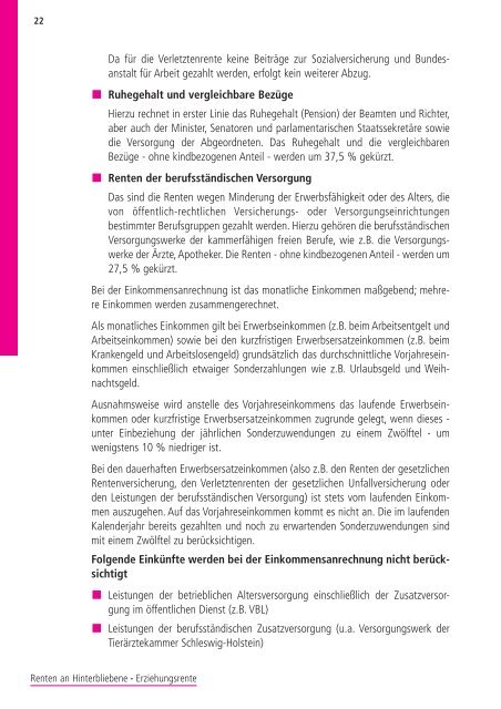 Renten an Hinterbliebene - Erziehungsrente [pdf] - Wert