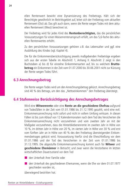 Renten an Hinterbliebene - Erziehungsrente [pdf] - Wert