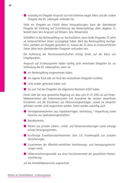 Renten an Hinterbliebene - Erziehungsrente [pdf] - Wert