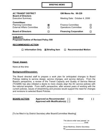 AC TRANSIT DISTRICT GM Memo No. 06-228 Board of Directors ...