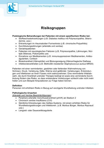 Definition Risikogruppen - Schweizerischer Podologen-Verband SPV