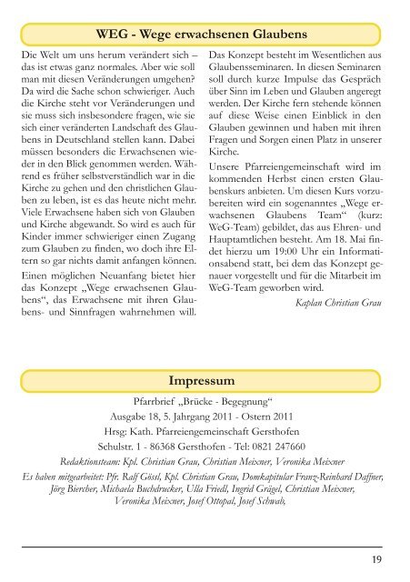 Pfarrbrief Ausgabe 18 - Ostern 2011 - Pfarreiengemeinschaft ...