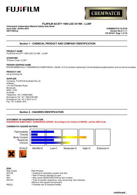 Chemwatch Australian MSDS 33-6739 - FUJIFILM Australia