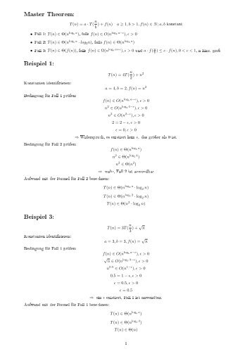 Master Theorem: Beispiel 1: Beispiel 3: