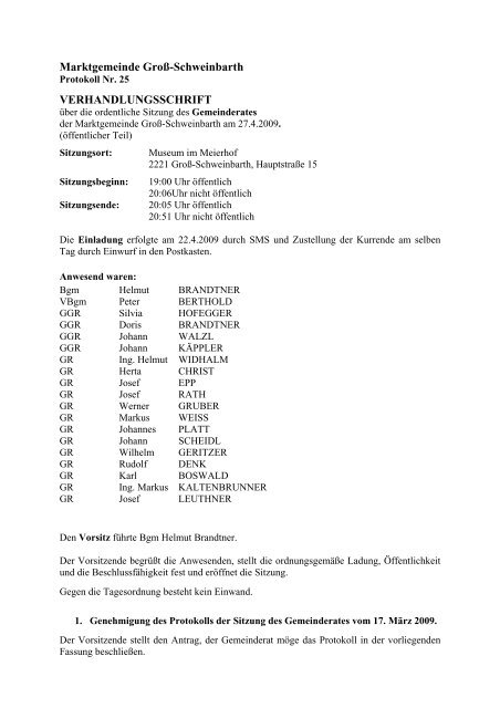 27. April - Marktgemeinde Groß-Schweinbarth