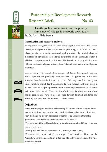 Family poultry production to combat poverty Case study of villages in ...