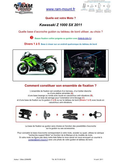 Kawasaki Z 1000 SX 2011 fixations guidons - RAM Mount