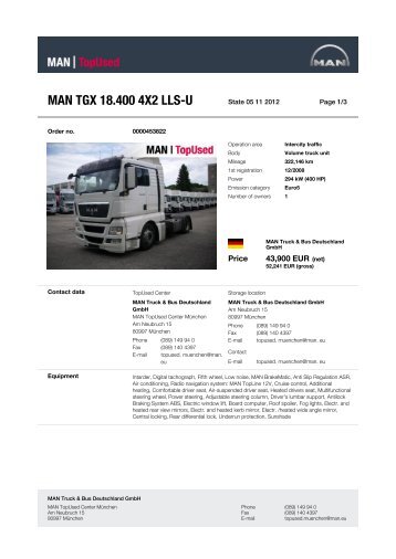 MAN TGX 18.400 4X2 LLS-U - MAN TopUsed