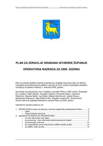 Operativna razrada za 2006. godinu - Istarska Å¾upanija