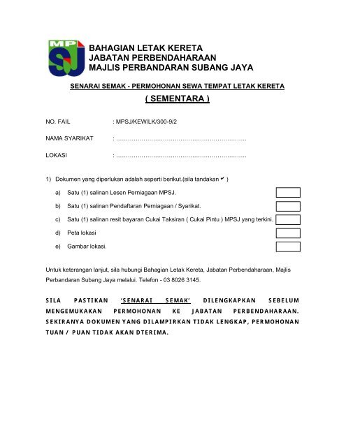 sementara - MPSJ - Majlis Perbandaran Subang Jaya