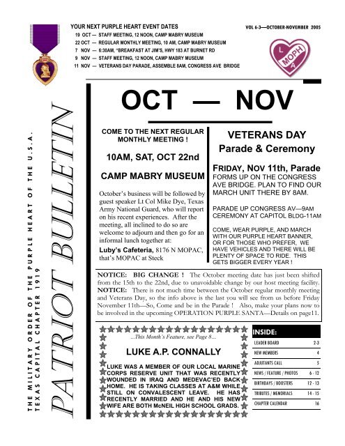 PATRIOT BULLETIN - Military Order of the Purple Heart