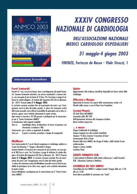 Cardiologia negli Ospedali nÂ° 132 Marzo/Aprile 2003 - Anmco