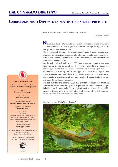 Cardiologia negli Ospedali nÂ° 132 Marzo/Aprile 2003 - Anmco