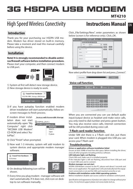 3G HSDPA USB MODEM - Media-Tech