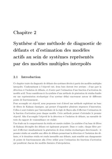 Diagnostic de défauts des systèmes à représentation multi-modèles ...