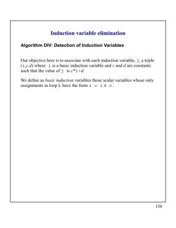 Induction variable elimination