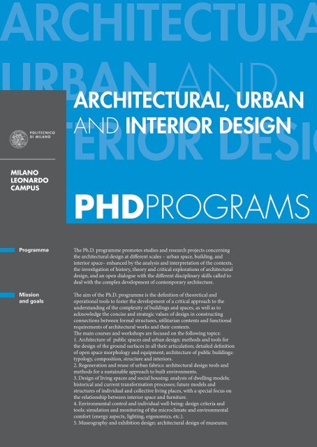 Phdprograms Dottorato Di Ricerca Politecnico Di Milano