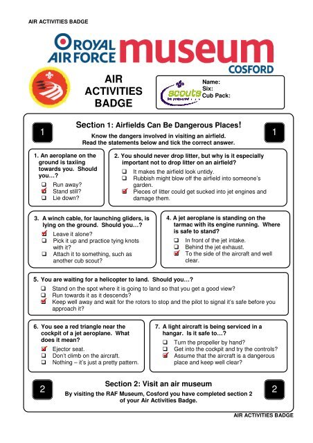 download air activities badge worksheet answers