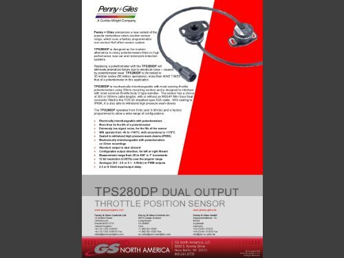 Sensor Throttle Position Dual Output TPS280DP - GSNA.com